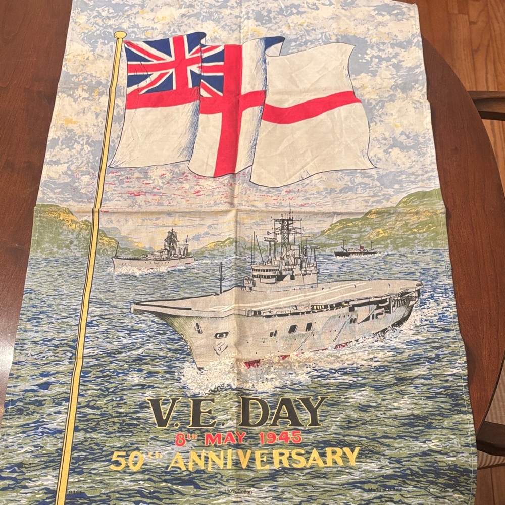 VJ Day 50th Anniversary commemorative tea towel